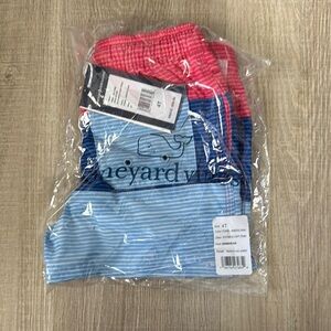 Vineyard Vines Boys' Red and Blue Striped Swim Shorts
